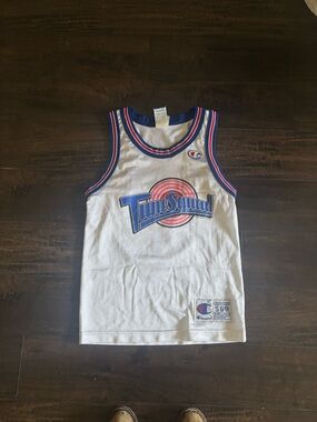 Champion White Tune Squad Kids Basketball Jersey with Blue & Red Trim